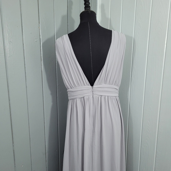 Lulu's Heavenly Hues Women's XL Light Grey Maxi Dress Bridesmaid Party Prom - Picture 7 of 15